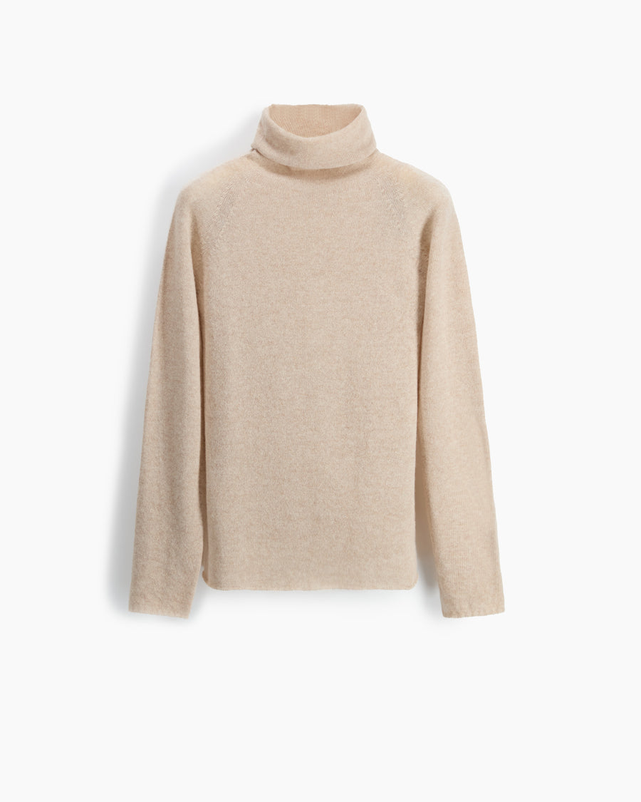 Scaglione TURTLE NECK SLIM RAGLAN SEAMLESS SAND