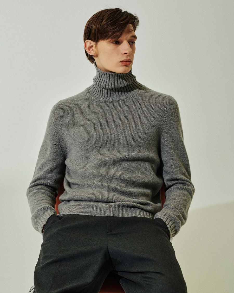Scaglione TURTLE NECK SOFT HYBRD CASHMERE GREY