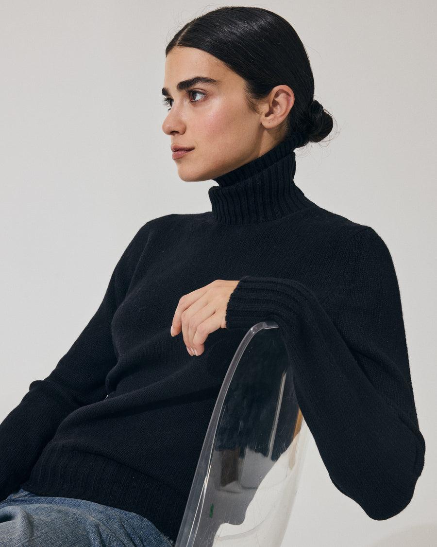 Scaglione TURTLE NECK SOFT HYBRID CASHMERE BLACK
