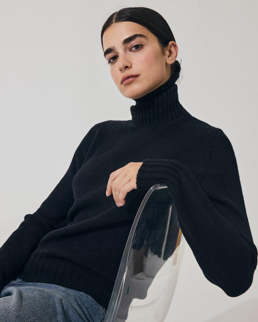 Scaglione TURTLE NECK SOFT HYBRID CASHMERE BLACK