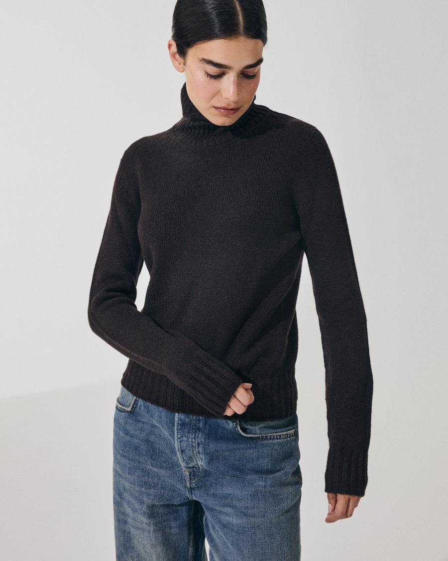 Scaglione TURTLE NECK SOFT HYBRID CASHMERE EBANO