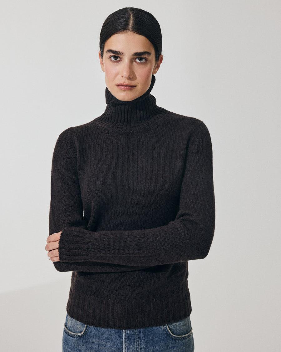 Scaglione TURTLE NECK SOFT HYBRID CASHMERE EBANO