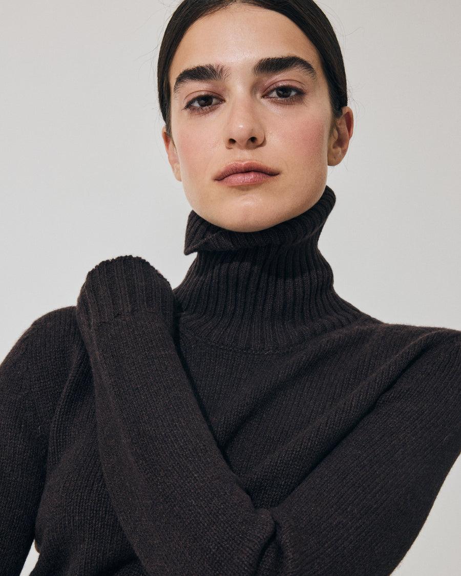 Scaglione TURTLE NECK SOFT HYBRID CASHMERE EBANO