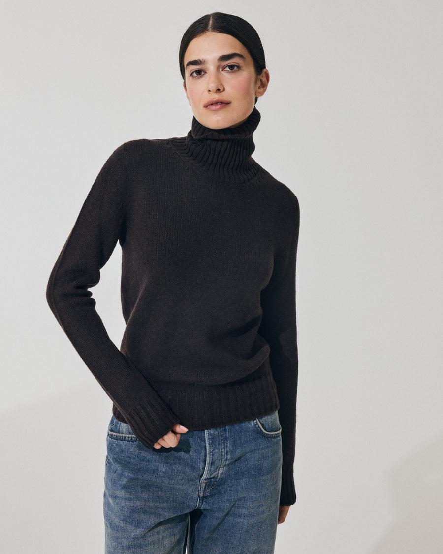 Scaglione TURTLE NECK SOFT HYBRID CASHMERE EBANO
