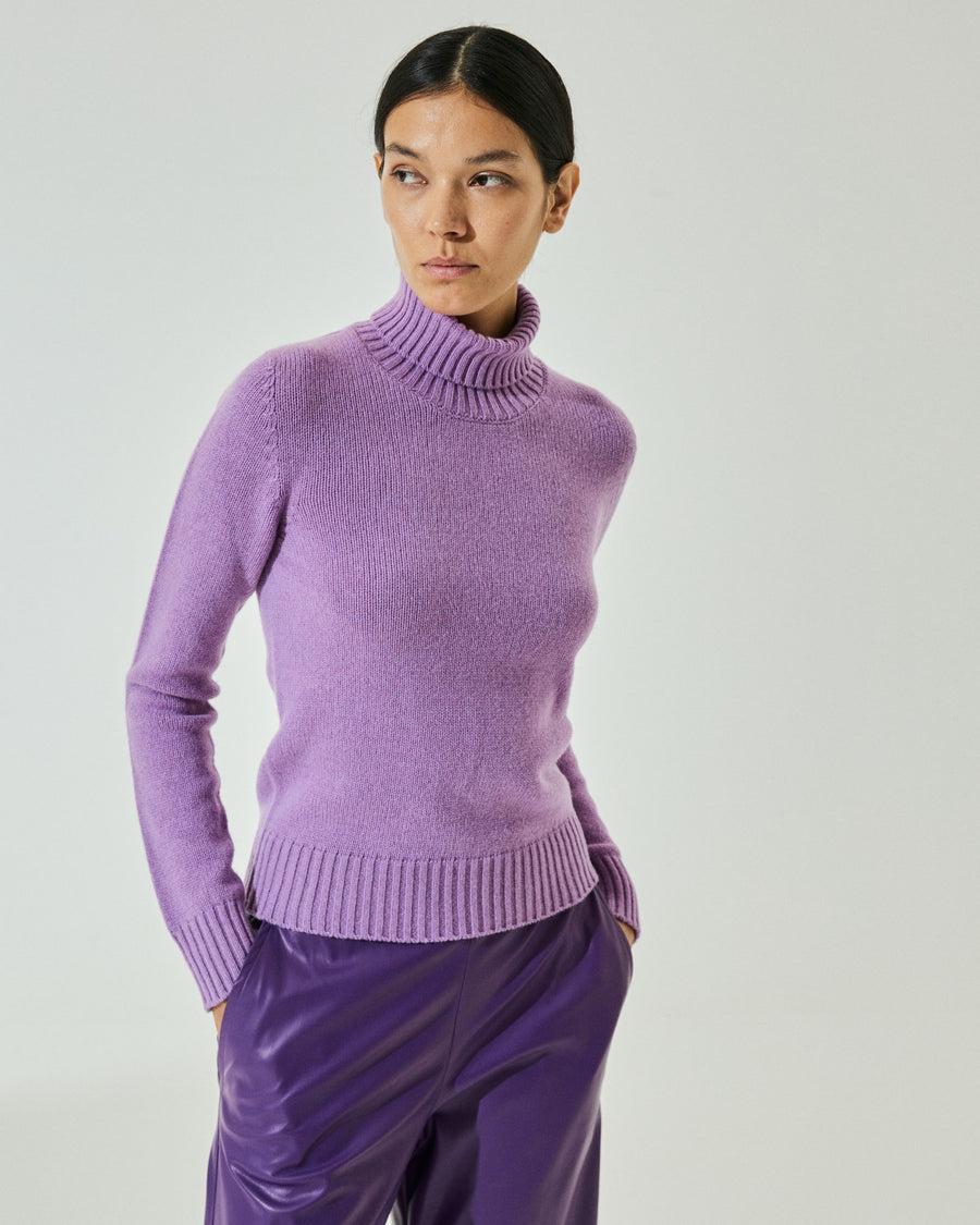 Scaglione TURTLE NECK SOFT HYBRID CASHMERE LILAC