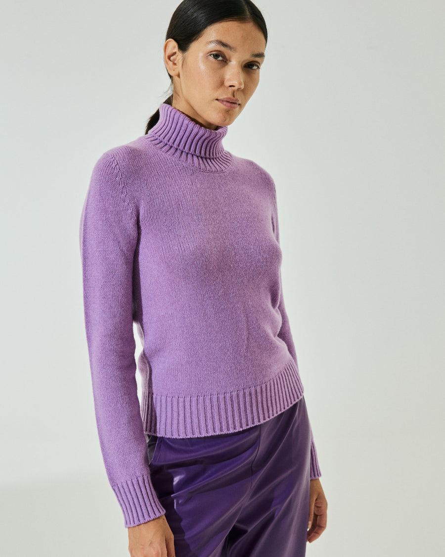 Scaglione TURTLE NECK SOFT HYBRID CASHMERE LILAC
