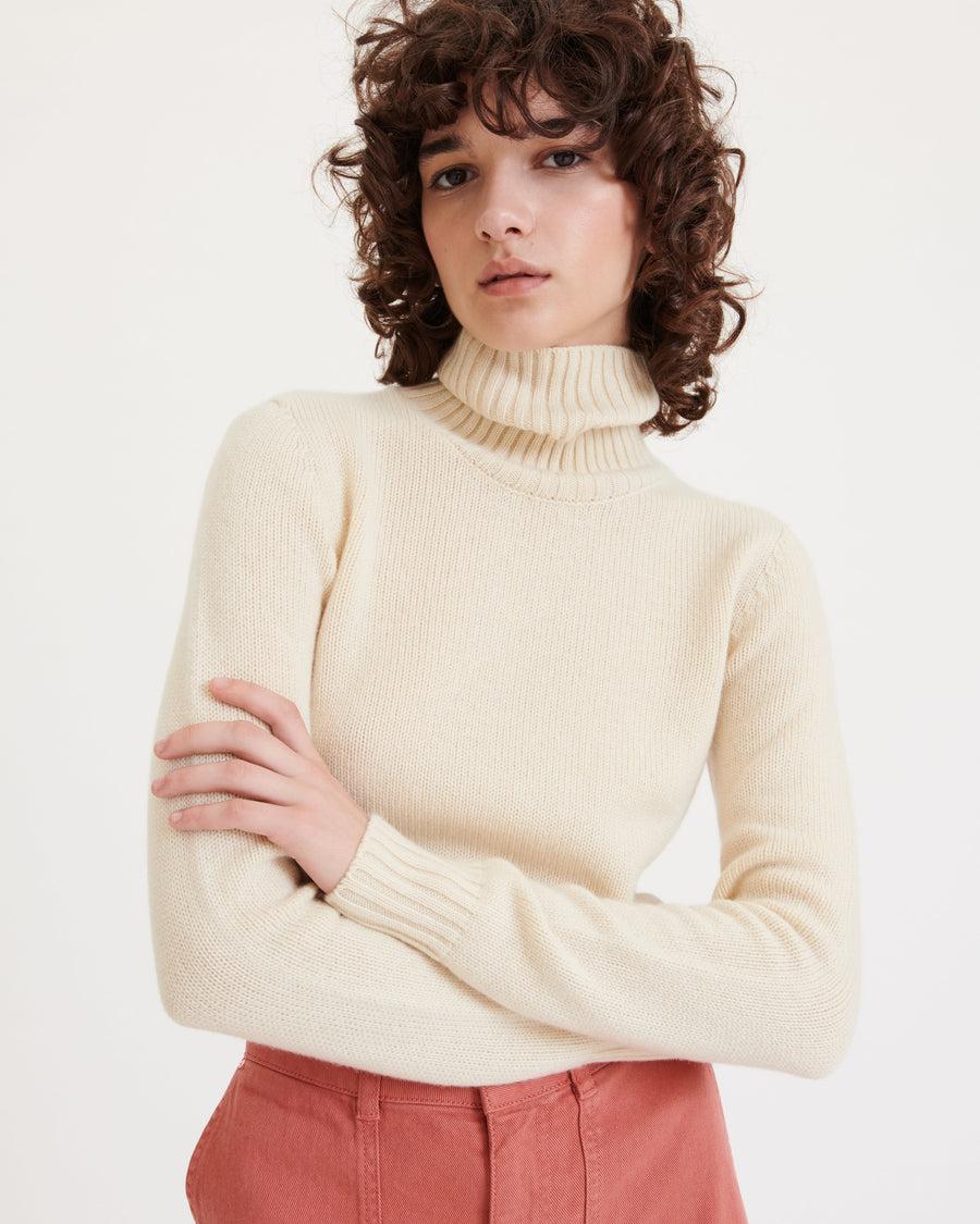 Scaglione TURTLE NECK SOFT HYBRID CASHMERE MILK
