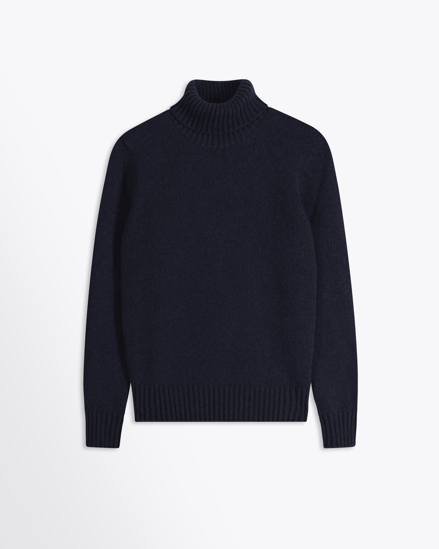 Scaglione TURTLE NECK SOFT HYBRID CASHMERE NAVY