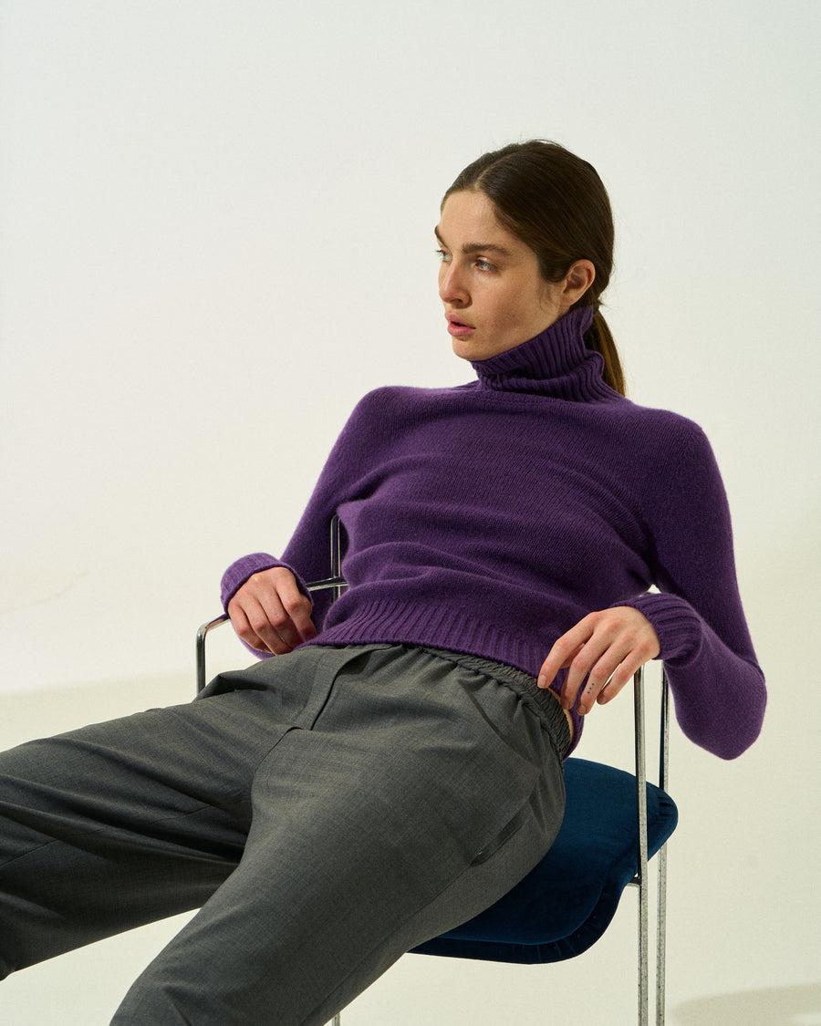 Scaglione TURTLE NECK SOFT HYBRID CASHMERE PURPLE