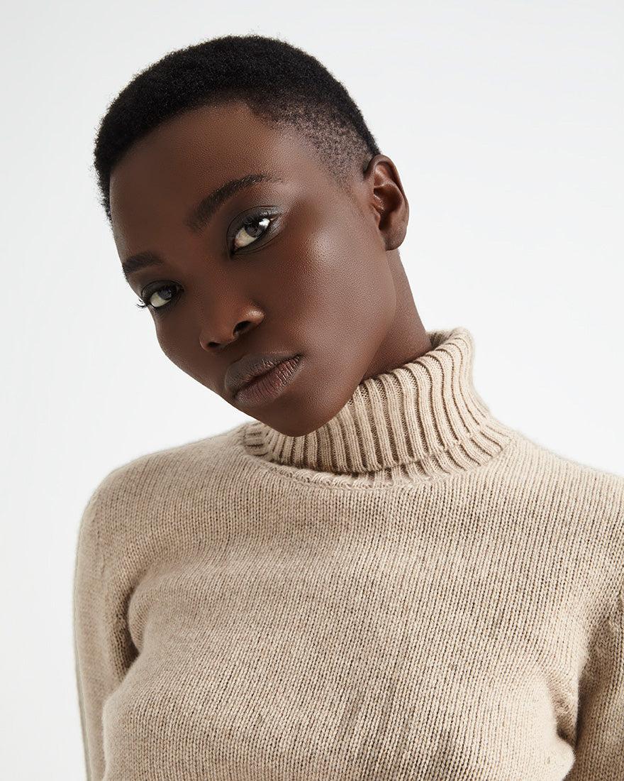 Scaglione TURTLE NECK SOFT HYBRID CASHMERE SAND