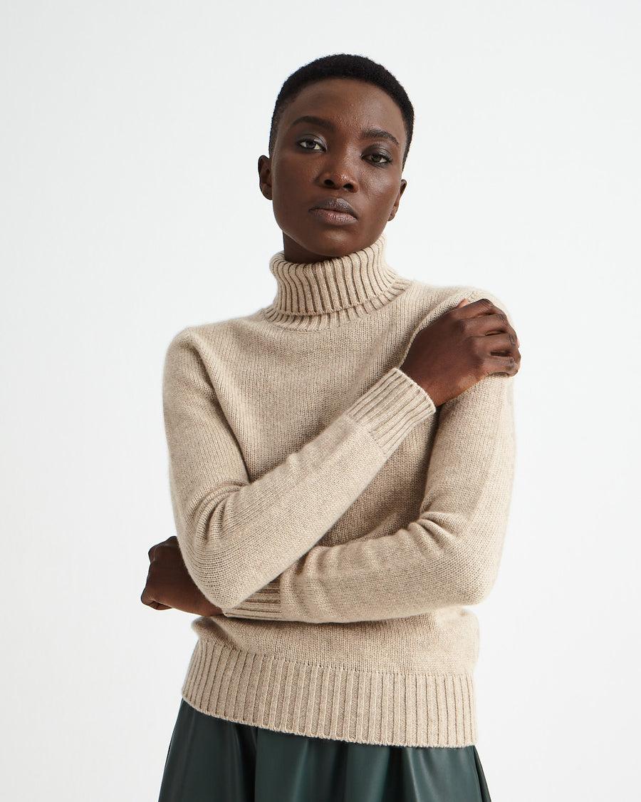 Scaglione TURTLE NECK SOFT HYBRID CASHMERE SAND