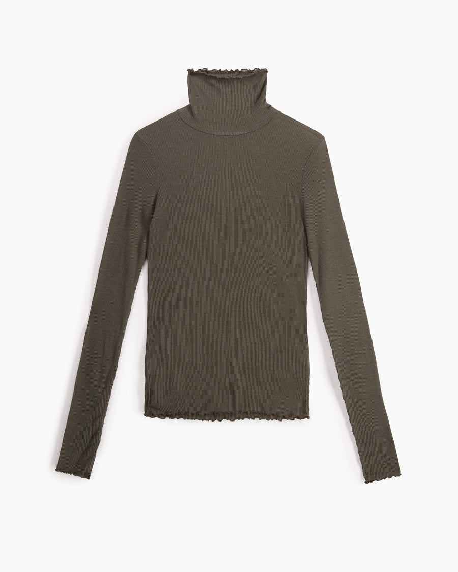 Scaglione TURTLENECK RIBBED MICROMODAL KAKI