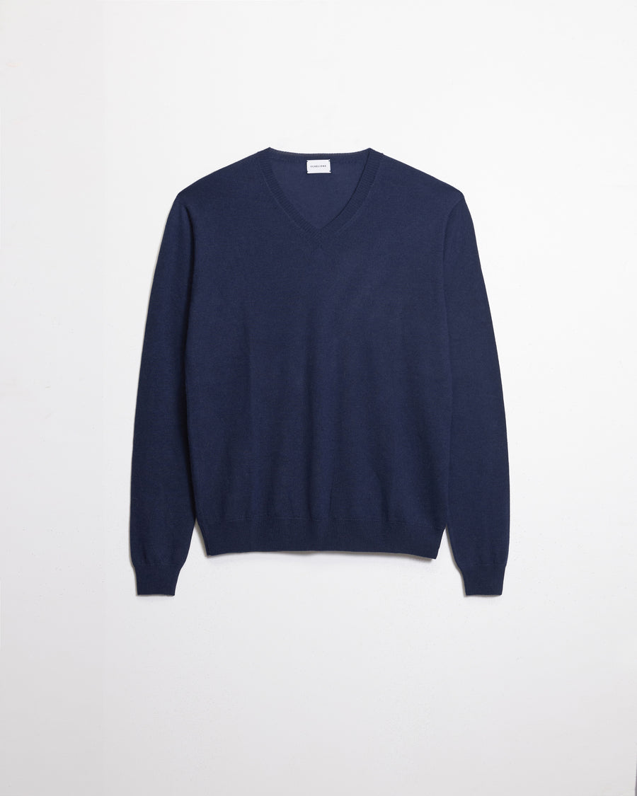 Scaglione V NECK CASH-SILK NAVY
