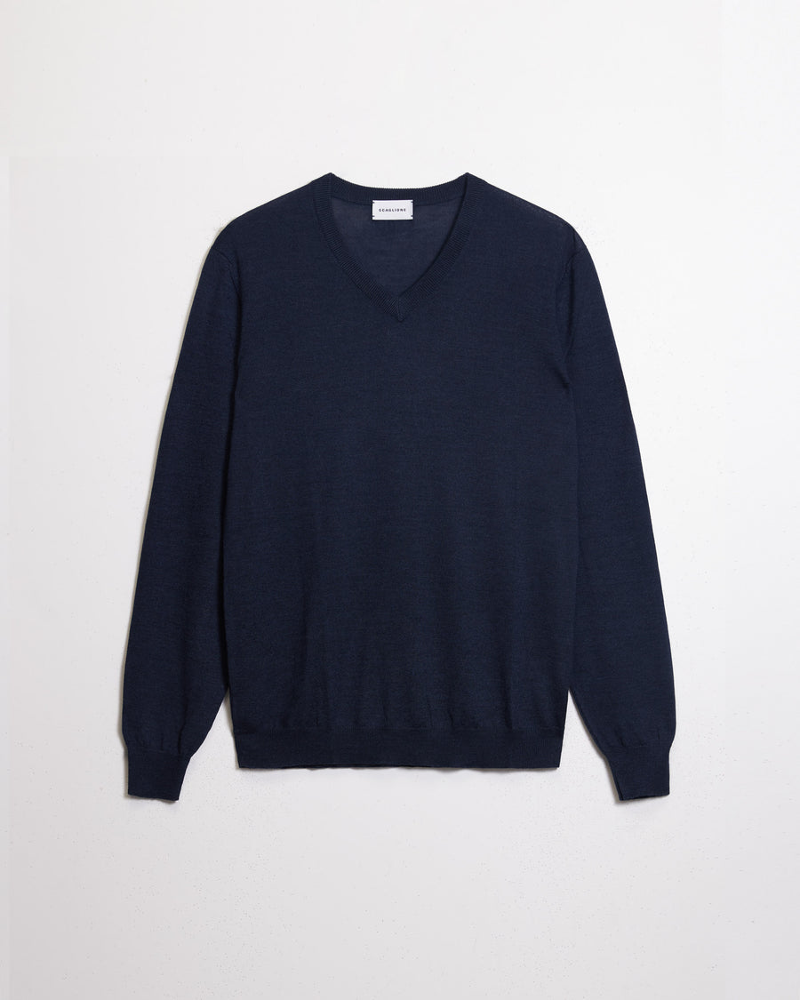 Scaglione V NECK FINELUX NAVY