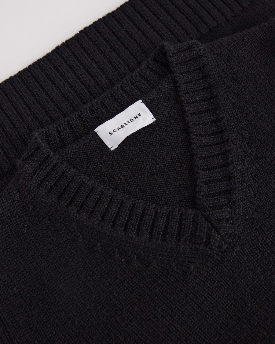 Scaglione V.NECK MERINO SOFT BLACK