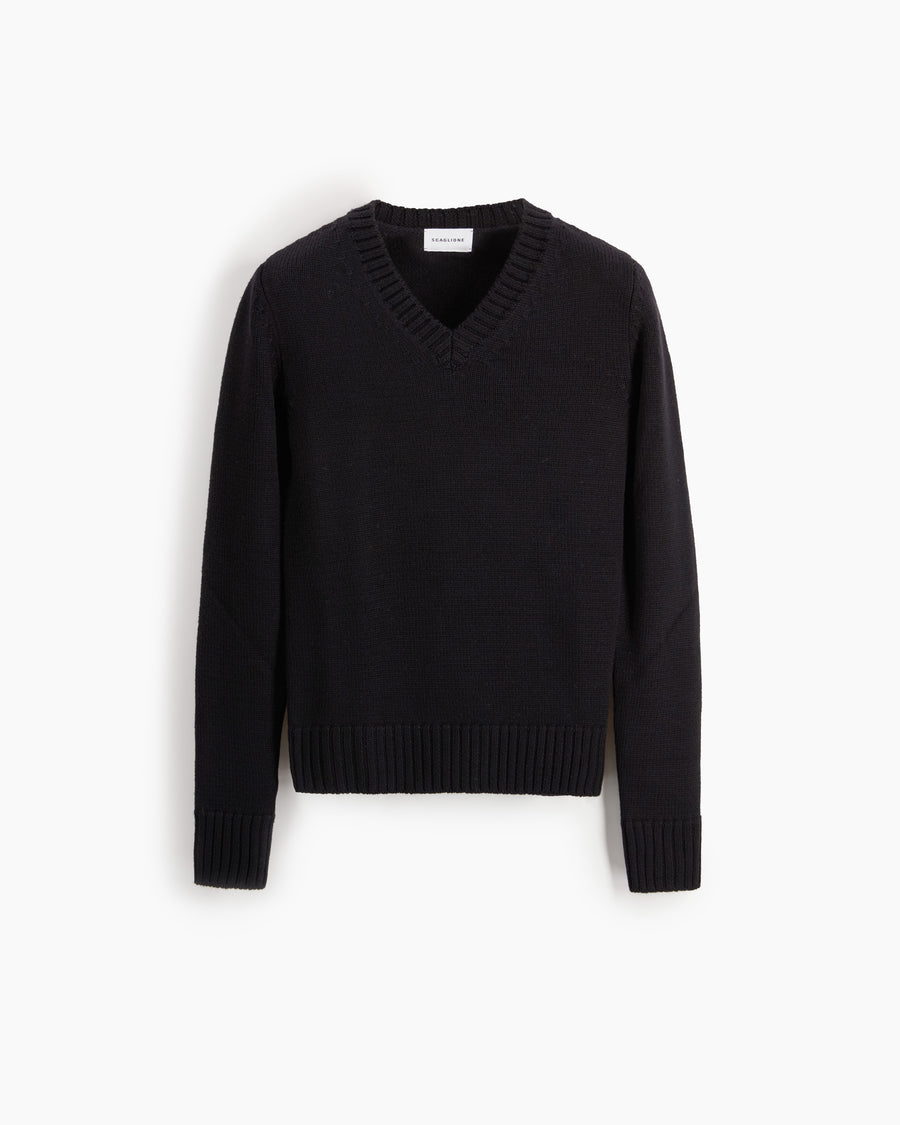 Scaglione V.NECK MERINO SOFT BLACK
