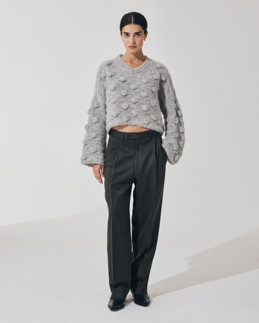 Scaglione V NECK OVER HAZELNUT STITCH GREY