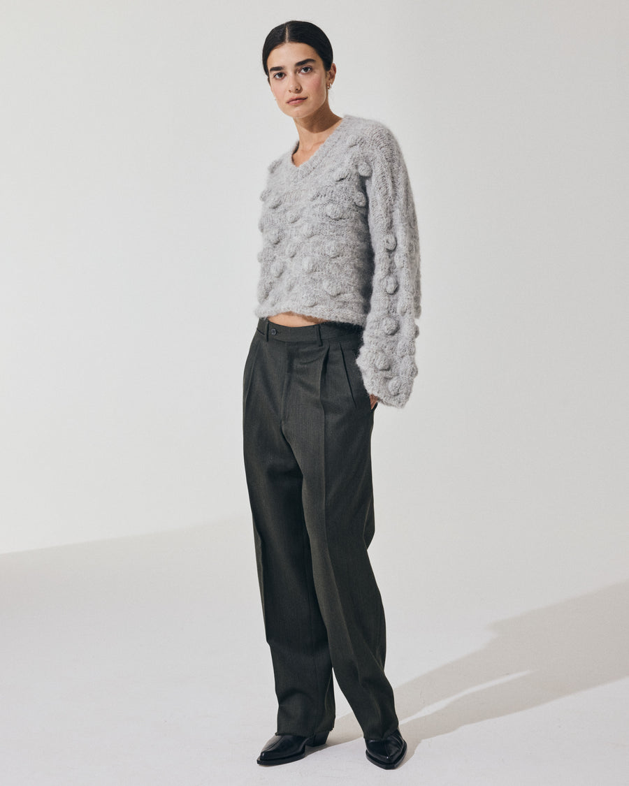 Scaglione V NECK OVER HAZELNUT STITCH GREY