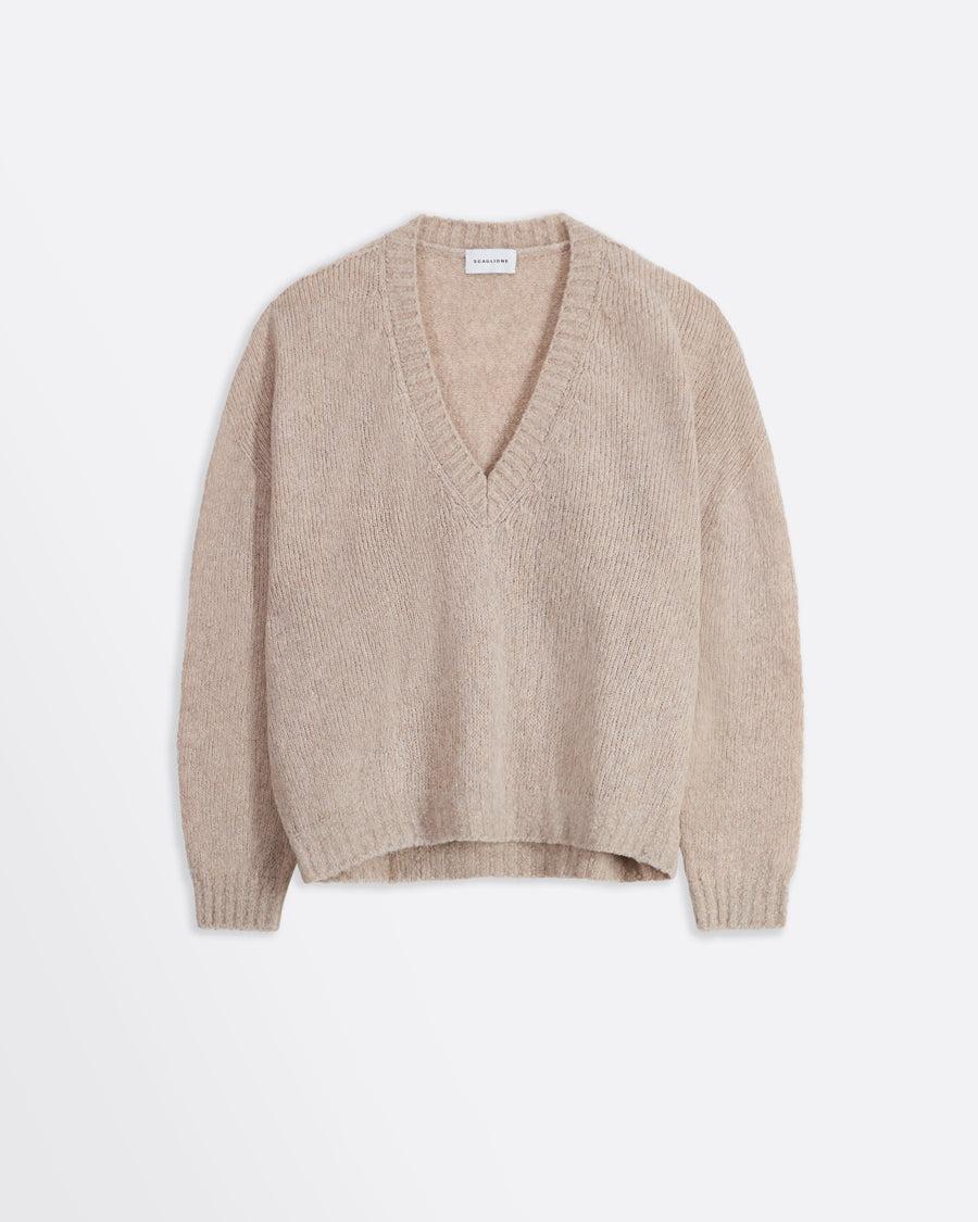 Scaglione V NECK OVER PUFFED CASHMERE BEIGE