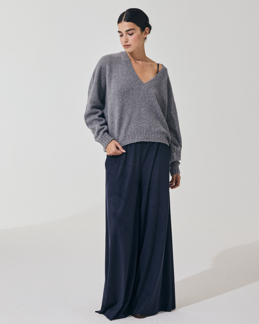 Scaglione V NECK OVER PUFFED CASHMERE GREY