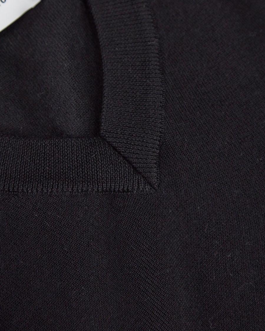 Scaglione V NECK SLIM FINELUX SOLID BLACK