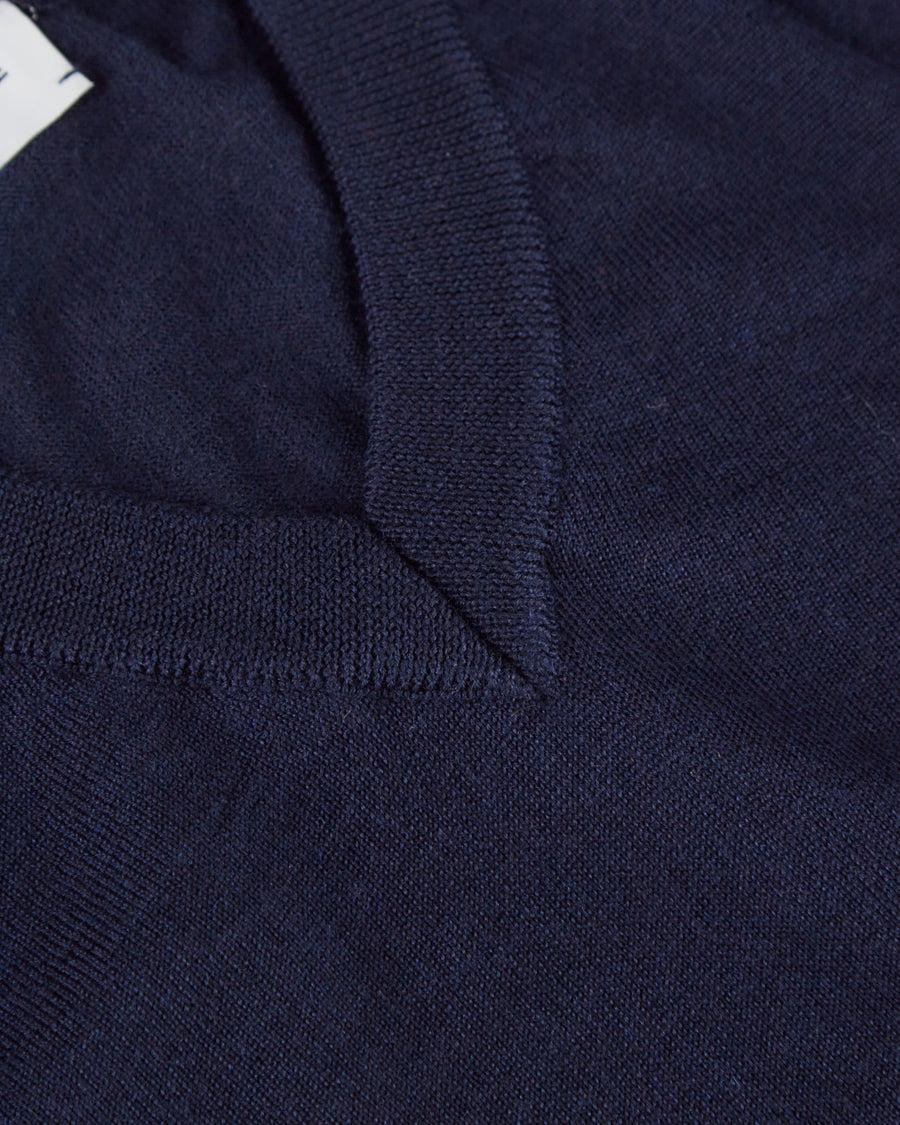 Scaglione V NECK SLIM FINELUX SOLID NAVY