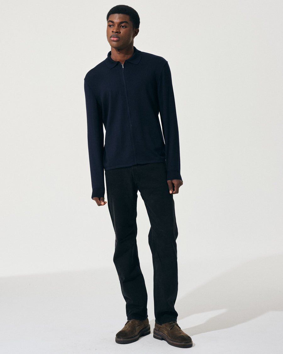 Scaglione ZIPPER COLLO A POLOCOMPACT MERINO NAVY
