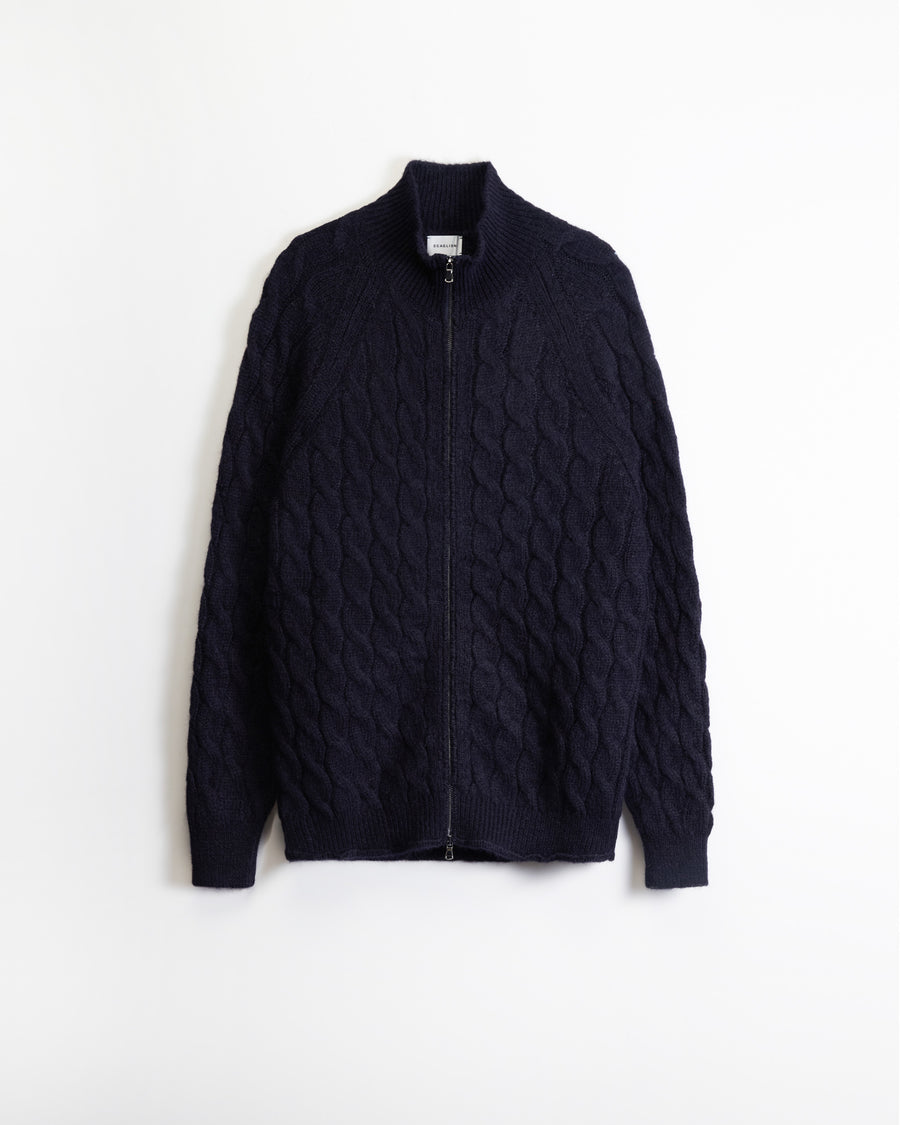Scaglione ZIPPER RAGLAN CABLES NAVY