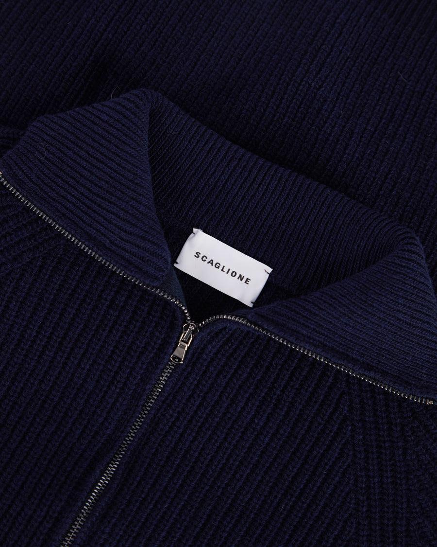 Scaglione ZIPPER T.NECK PANNOCCHIA CASH BLEND NAVY