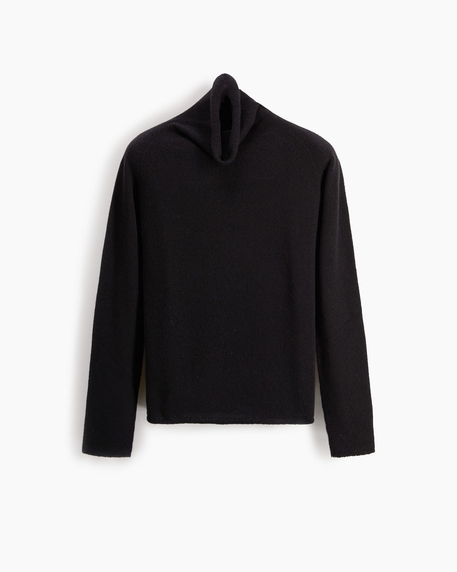 Scaglione TURTLE NECK RAGLAN SEAMLESS HYBRID CASHMERE BLACK