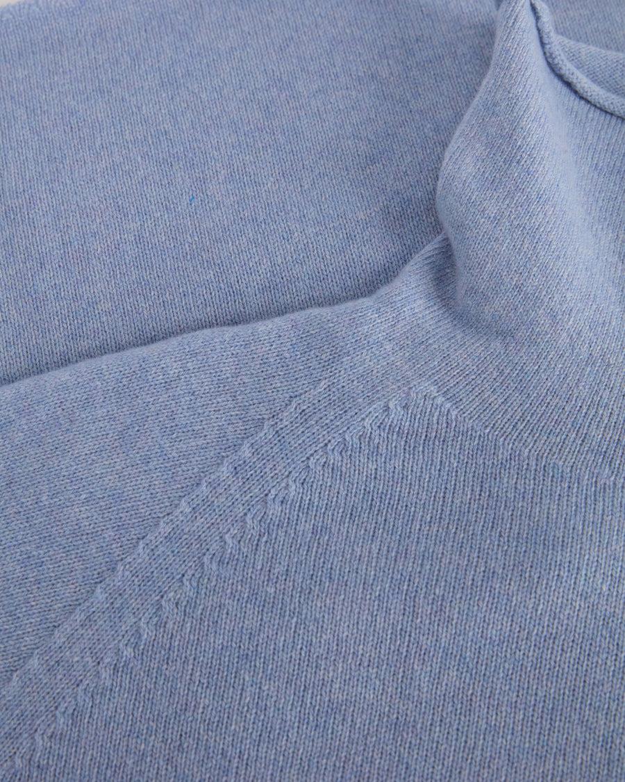 Scaglione TURTLE NECK RAGLAN SEAMLESS HYBRID CASHMERE CELESTE