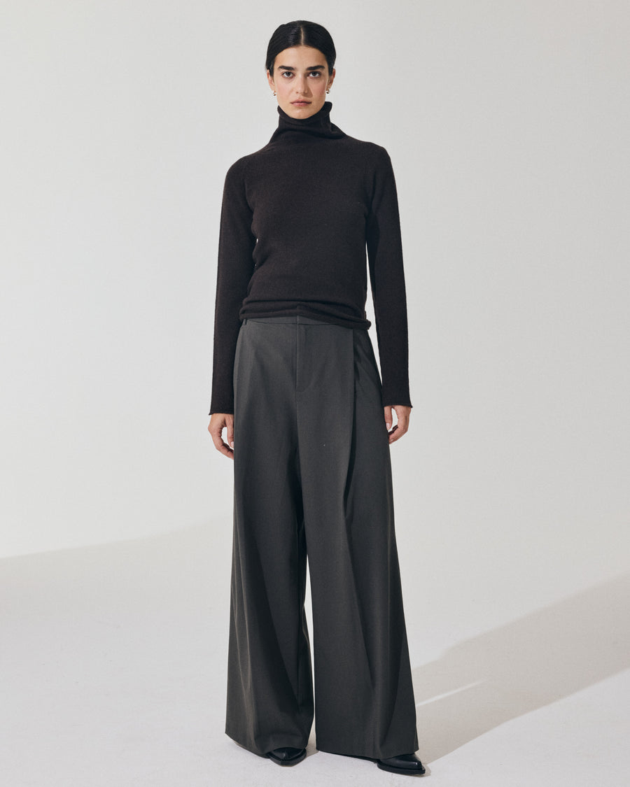 Scaglione TURTLE NECK RAGLAN SEAMLESS HYBRID CASHMERE EBANO