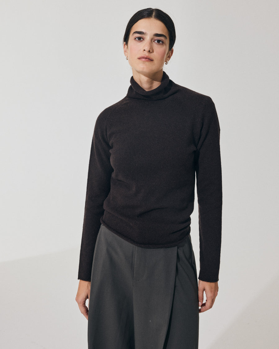 Scaglione TURTLE NECK RAGLAN SEAMLESS HYBRID CASHMERE EBANO