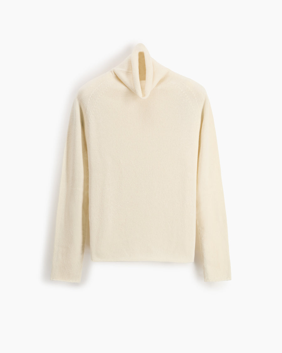 Scaglione TURTLE NECK RAGLAN SEAMLESS HYBRID CASHMERE MILK