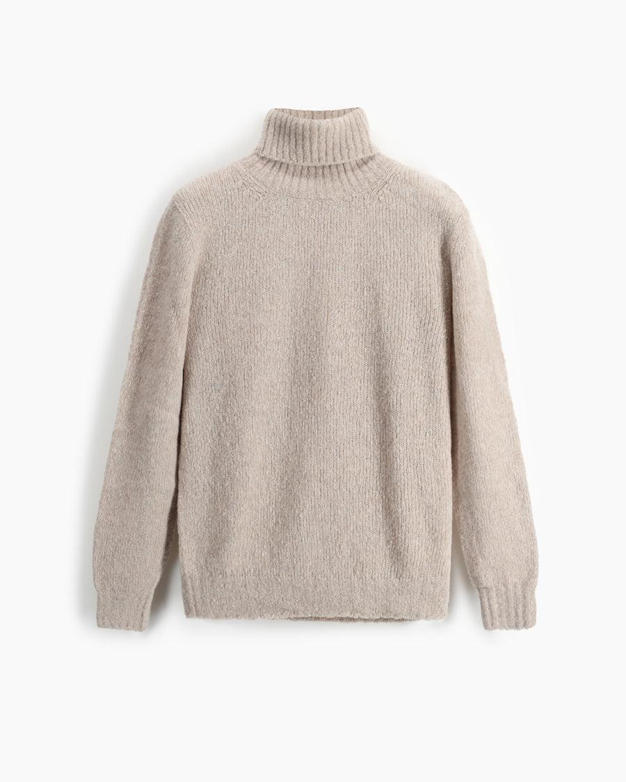 Scaglione TURTLE NECK SEAMLESS PUFFED CASHMERE CASHMERE BEIGE