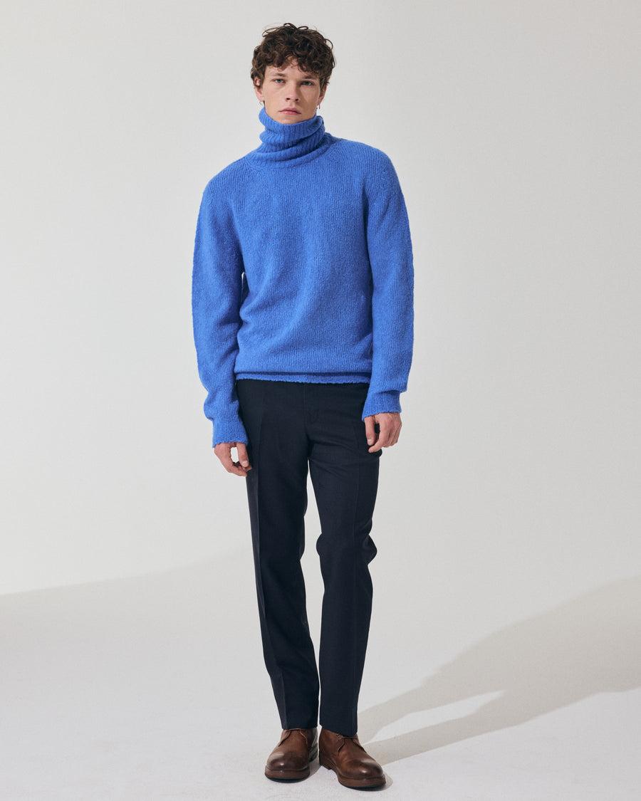 Scaglione TURTLE NECK SEAMLESS PUFFED CASHMERE CASHMERE CORNFLOWER