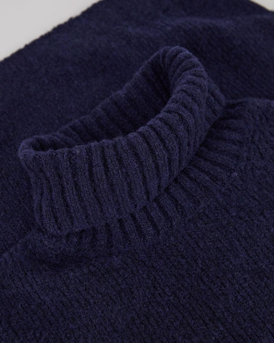 Scaglione TURTLE NECK SEAMLESS PUFFED CASHMERE CASHMERE NAVY