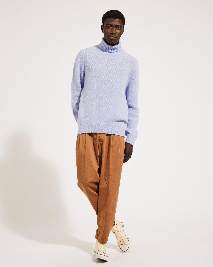 Scaglione TURTLE NECK SEAMLESS PUFFED CASHMERE CELESTE