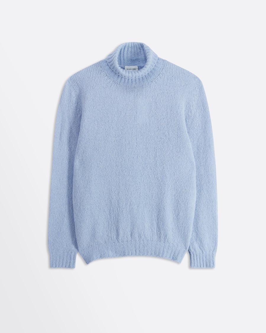 Scaglione TURTLE NECK SEAMLESS PUFFED CASHMERE CELESTE