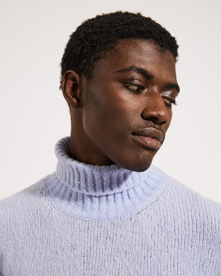 Scaglione TURTLE NECK SEAMLESS PUFFED CASHMERE CELESTE