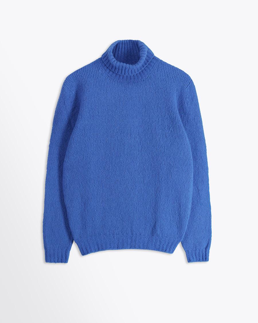 Scaglione TURTLE NECK SEAMLESS PUFFED CASHMERE CORNFLOWER