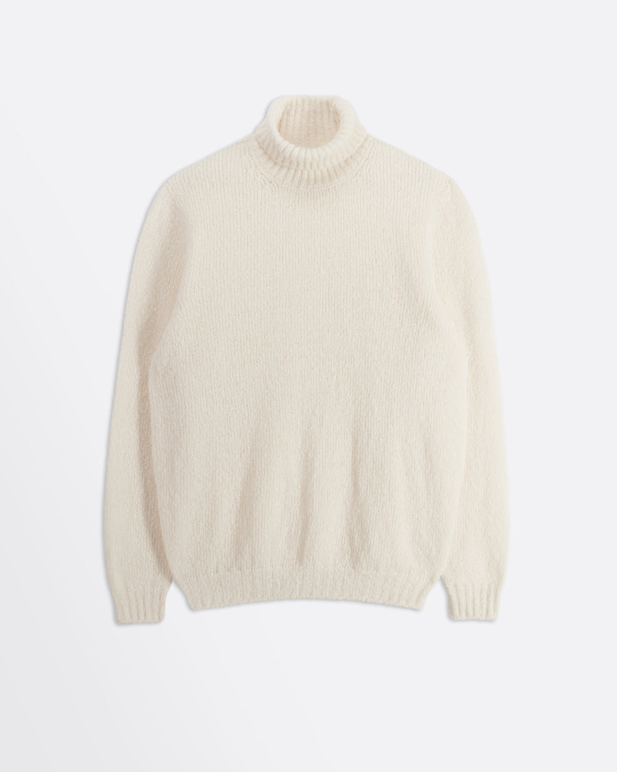 Scaglione TURTLE NECK SEAMLESS PUFFED CASHMERE MILK