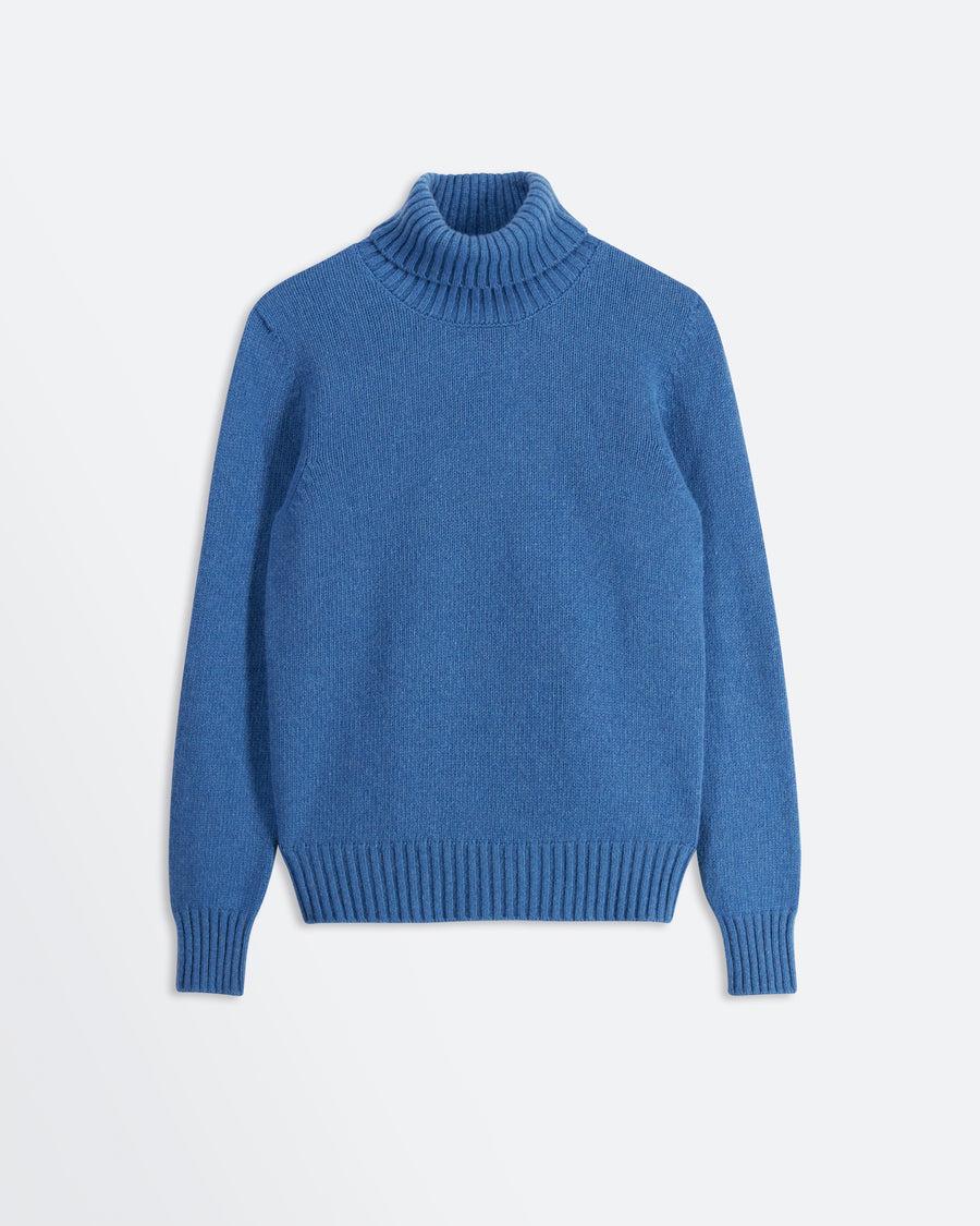 Scaglione TURTLE NECK SOFT HYBRID CASHMERE CORNFLOWER