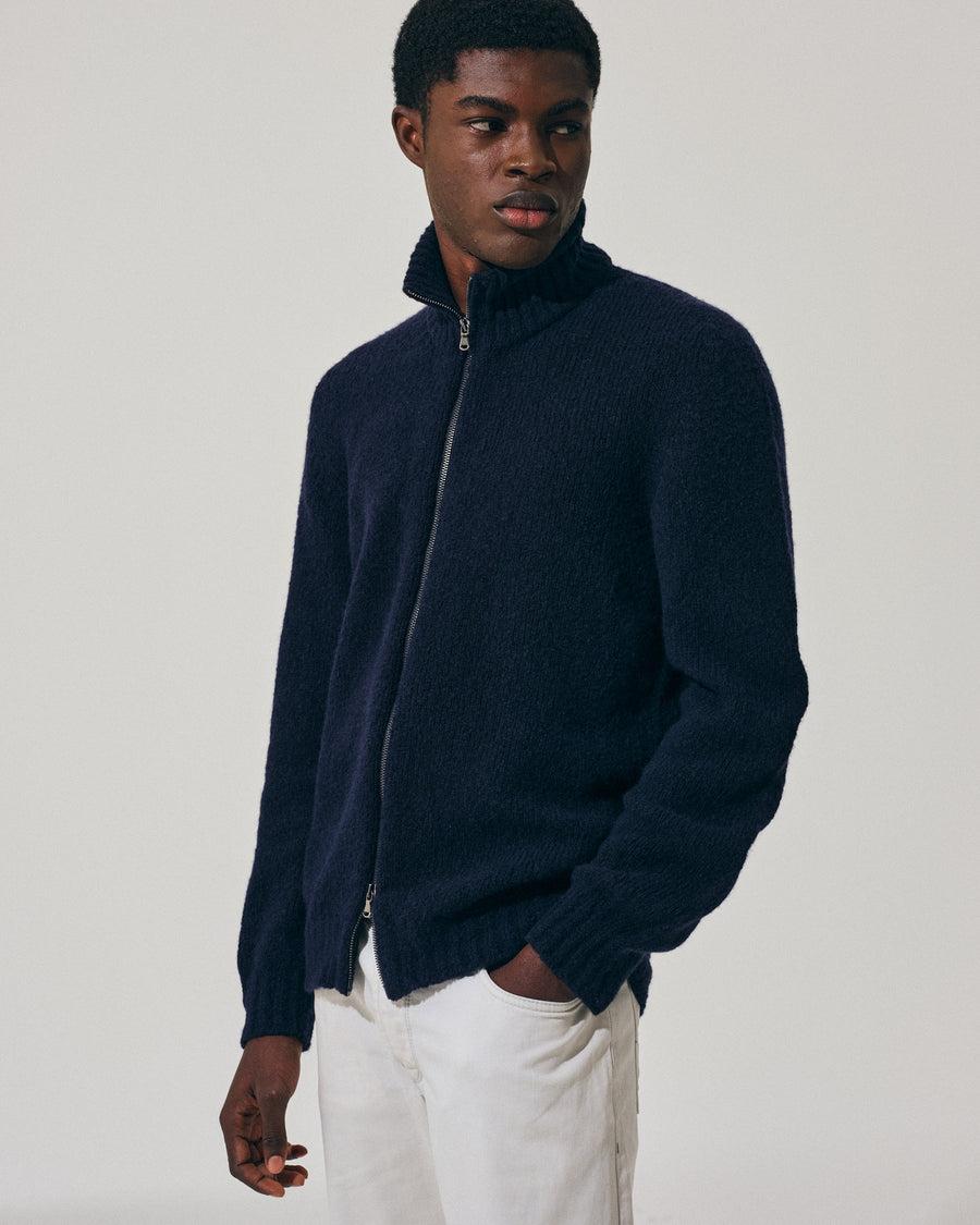 Scaglione ZIPPER PUFFED CASHMERE CASHMERE SEAMLESS NAVY