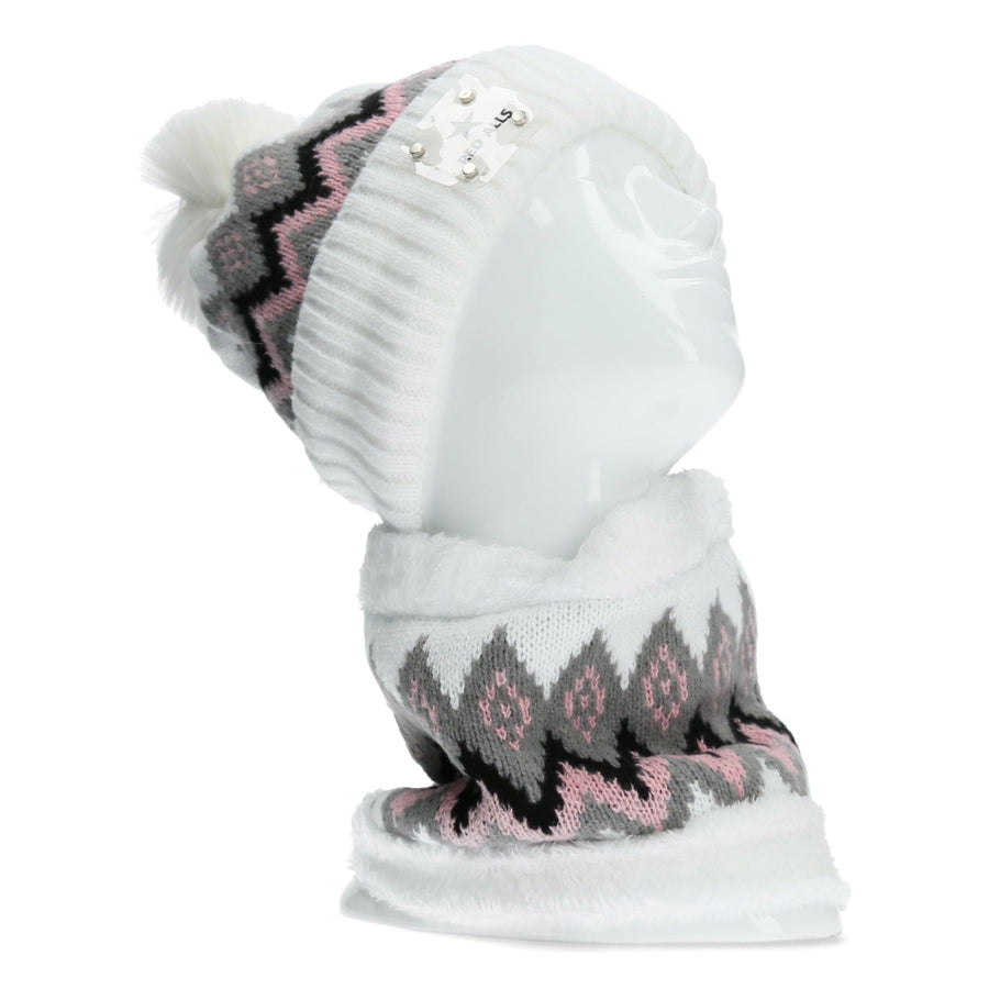 Scarpe Vita Duo Bonnet Et Cache Cou Blanc à Motifs