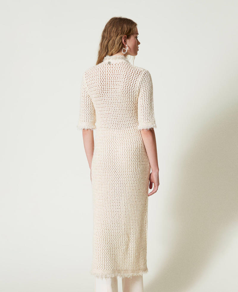 Scee By Twin Set Abito-cardigan In Maglia Jacquard A Rete