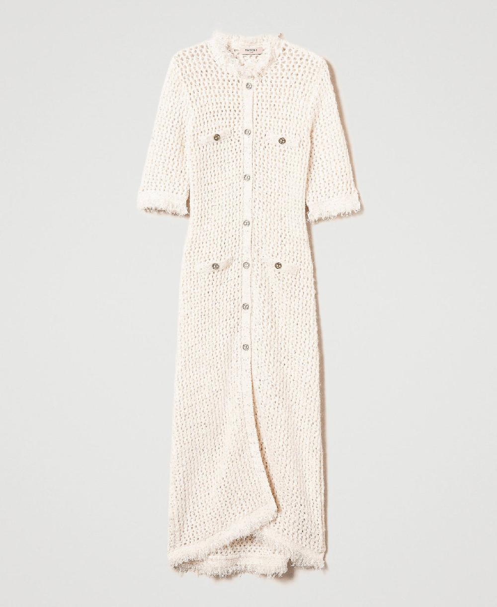 Scee by twin set Abito-cardigan in maglia jacquard a rete