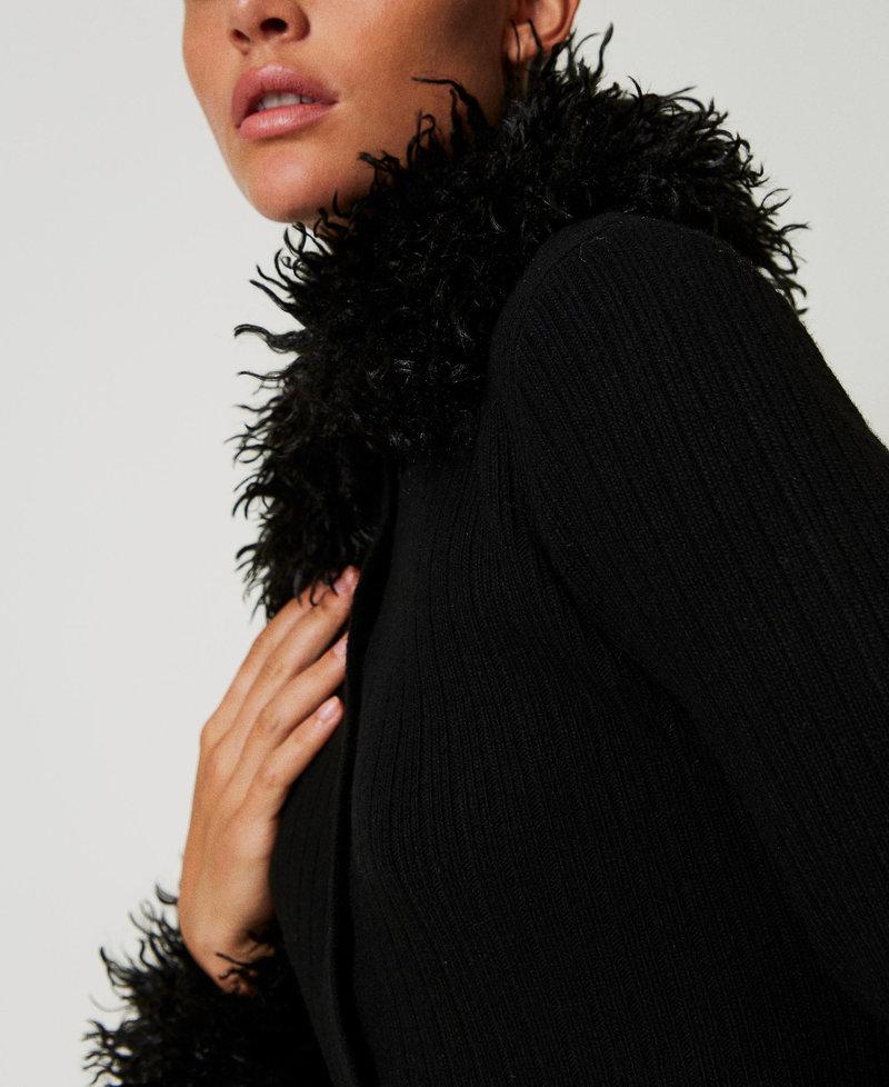 Scee By Twin Set Abito-cardigan Lungo In Misto Lana E Faux Fur