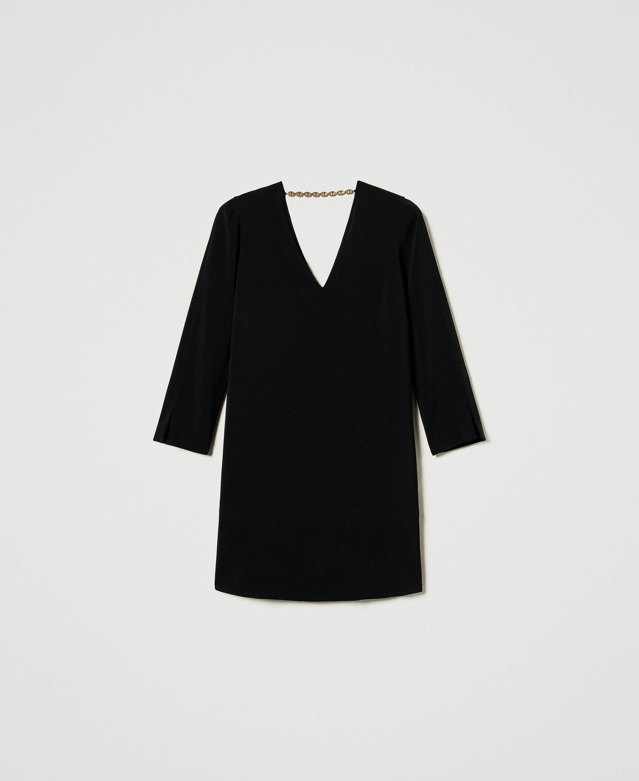 Scee by twin set Abito corto con balza e catena Oval T