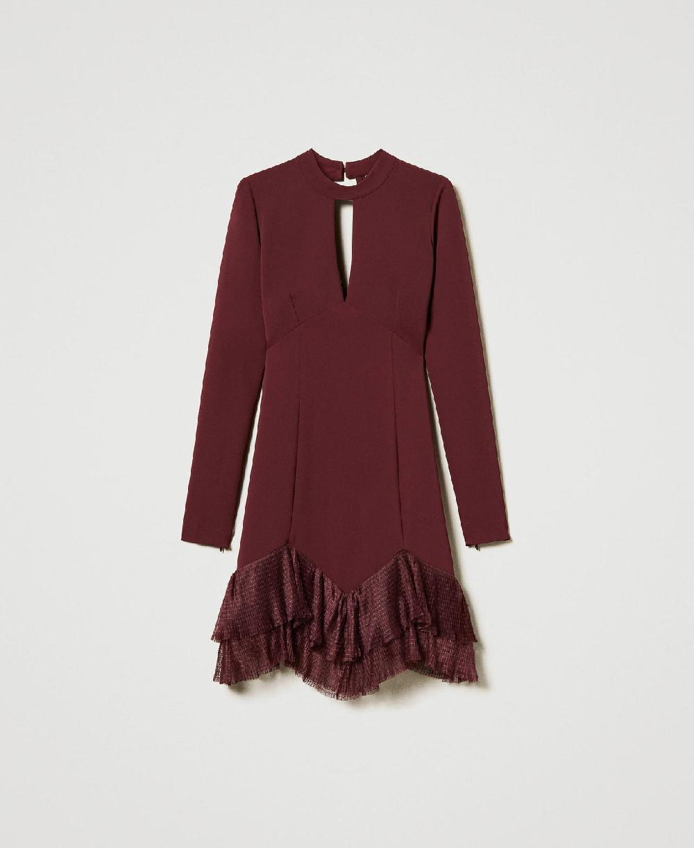 Scee by twin set Abito corto con balze plissé in tulle